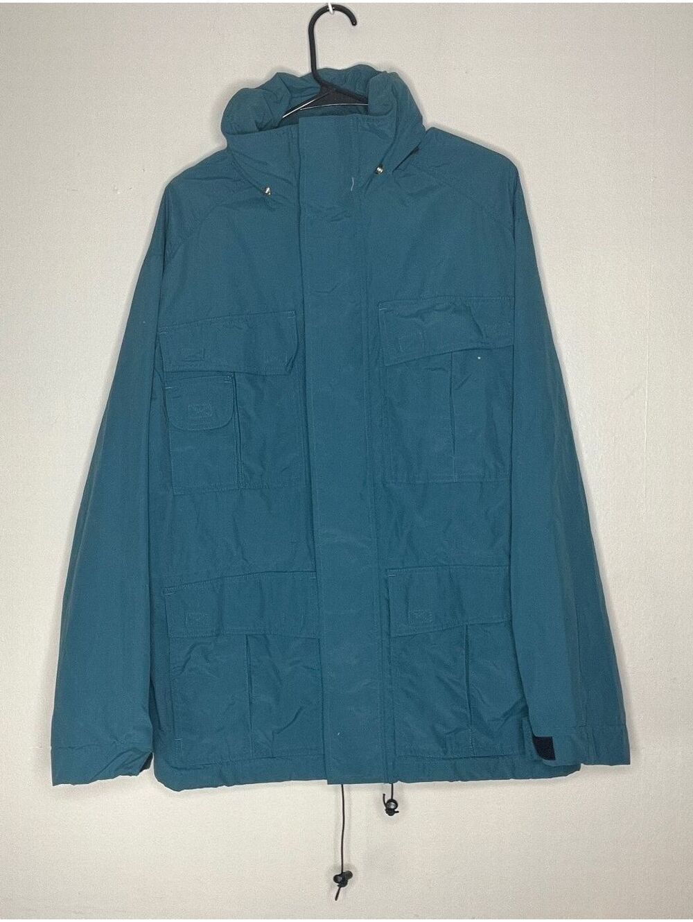 Vintage REI Outdoor Waterproof Hooded Jacket, Teal Blue, Size M